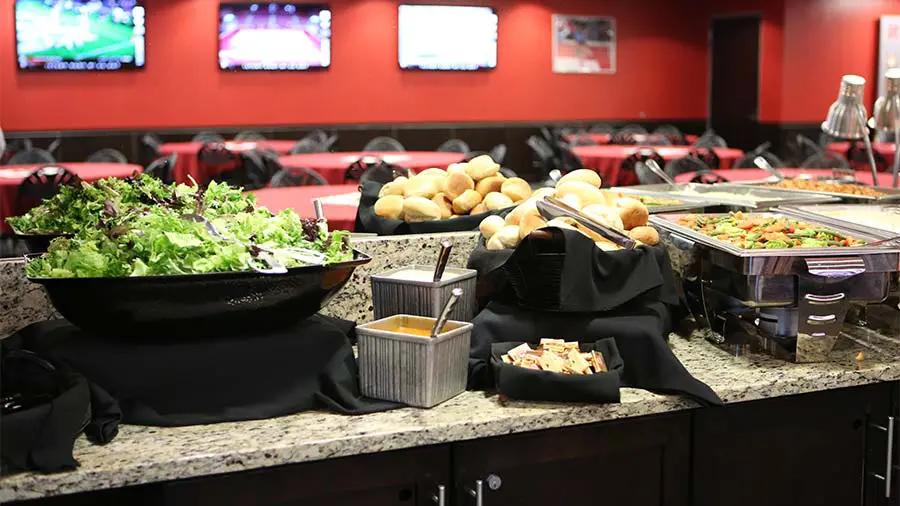 Counter full of food